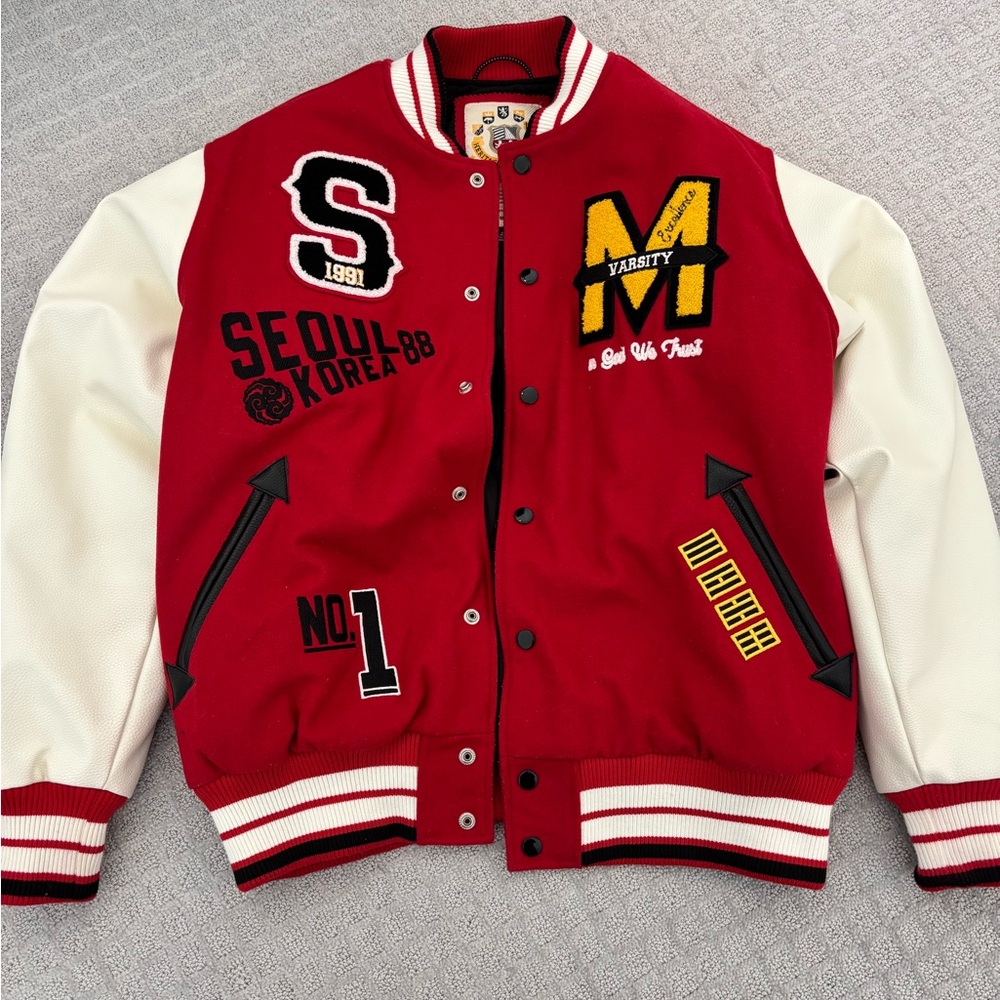Varsity Seoul Korea Red and White Jacket